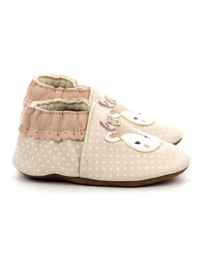 Chaussons Cuir Fancy Snow   Beige