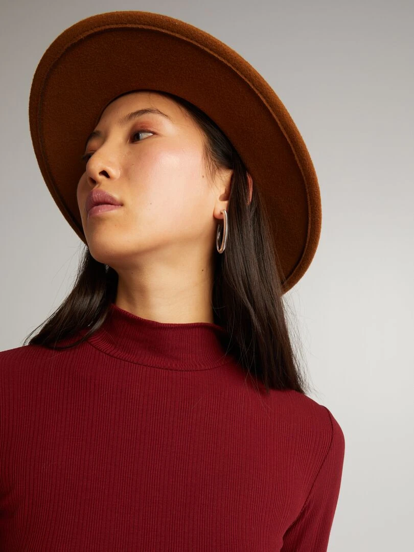 Sous pull en maille côtelée   Terracotta