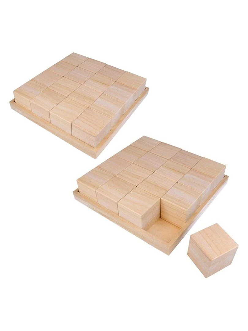 2 plateaux et 32 cubes en bois 26 5 x 26 5 x 6 5 cm N/A