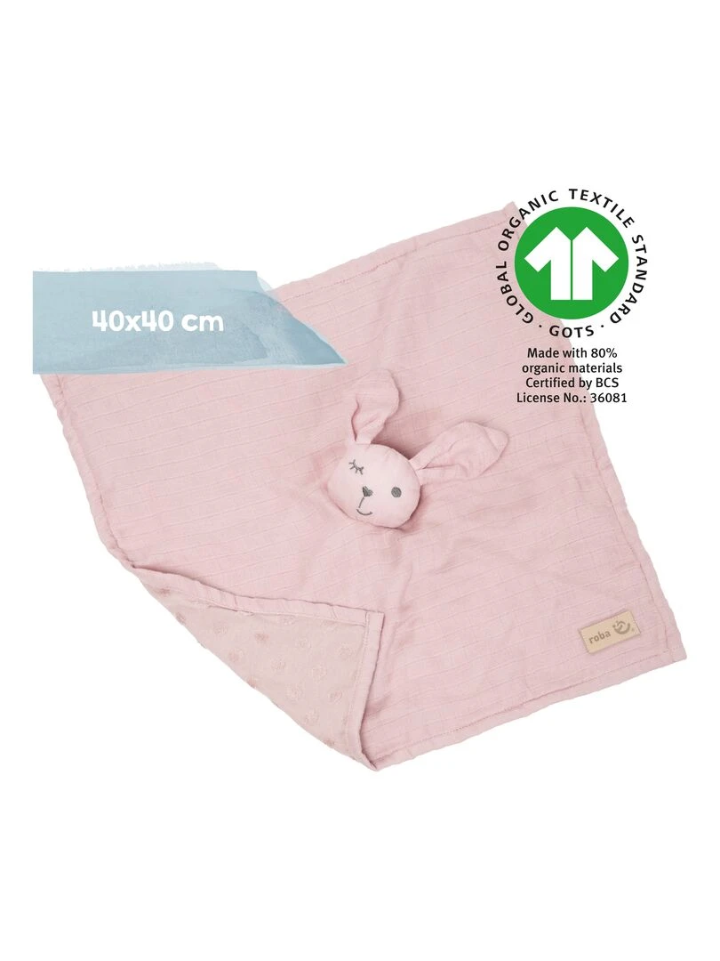 ROBA Doudou Lapin "Lil Planet"   Coton Bio Certifié OEKOTEX   Rose   Rose