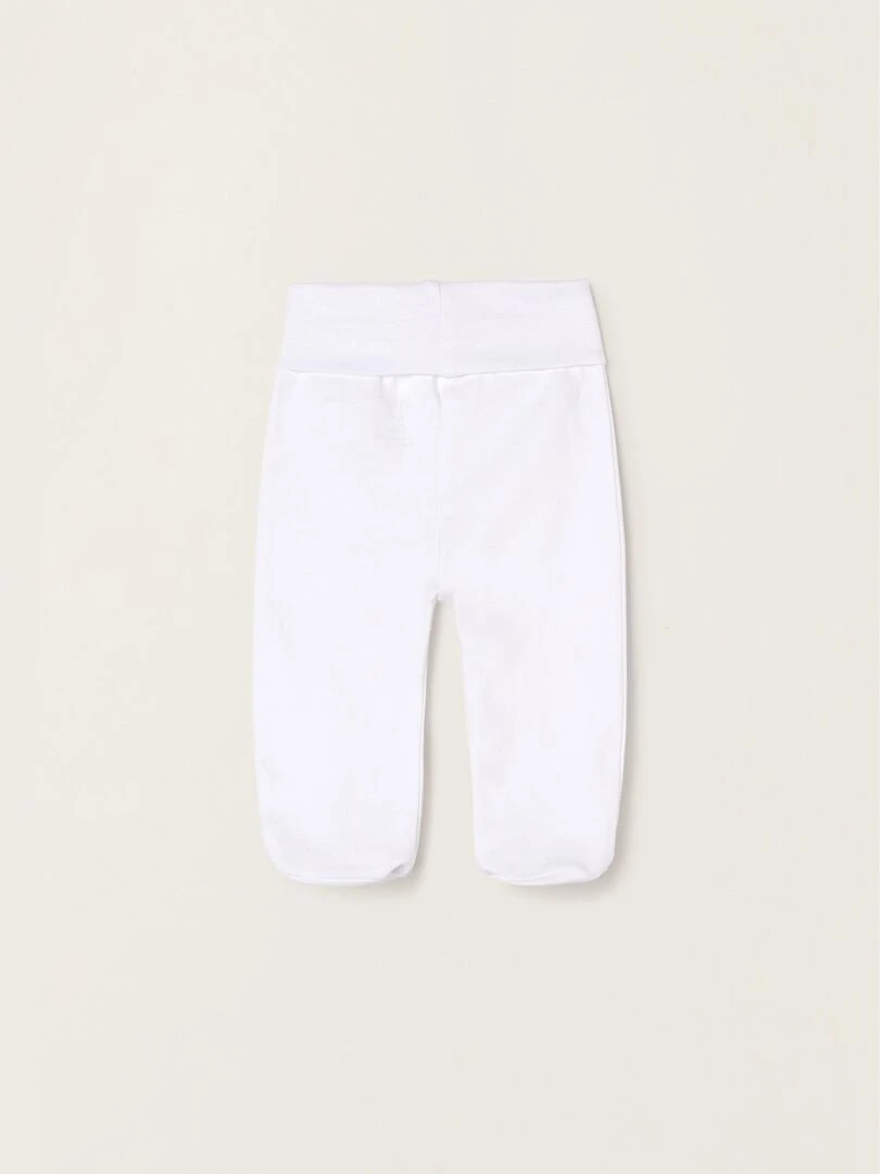 Pack 4 Pantalons avec Pieds en Coton pour Nouveau Né et Bébé 'Extra Confortable' ESSENTIALS LINE Blanc