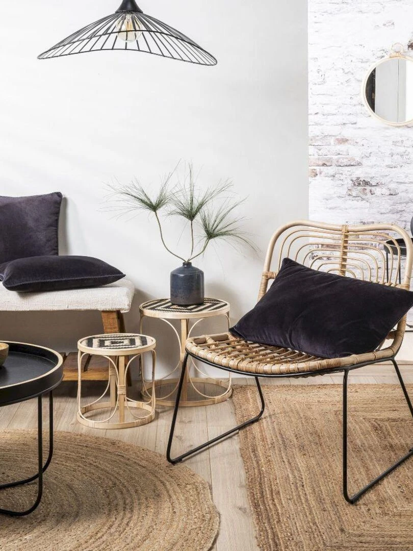 Coussin en velours avec contour perlé 'Deko&co'   Noir