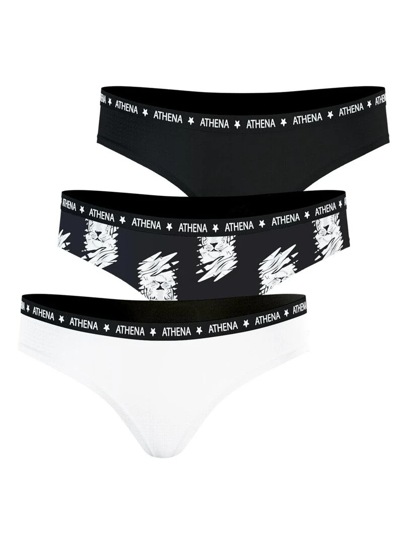 Lot de 3 slips fille Ecopack Girl Mode Fille Blanc Noir