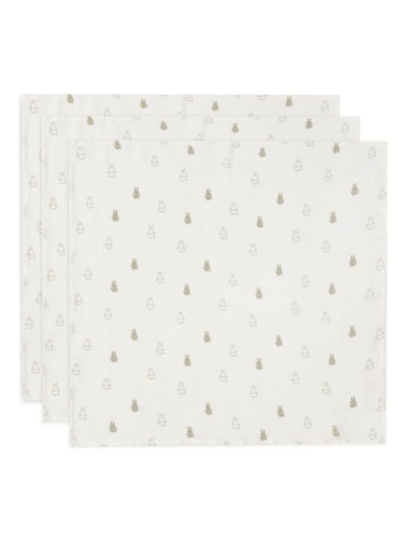 Lange gaze de coton Small 70x70cm Happy Miffy Olive Gr. (3 pcs) p Vert