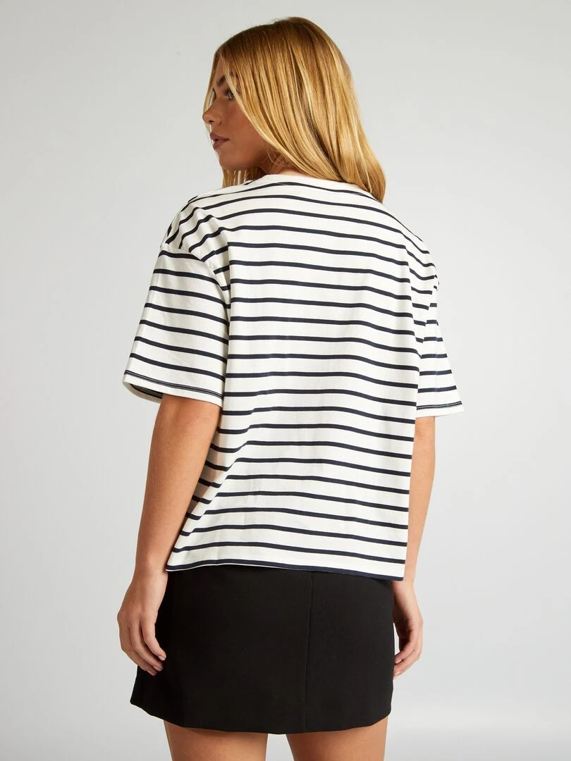 T shirt en maille jersey   Tough Cotton™   Noir/blanc