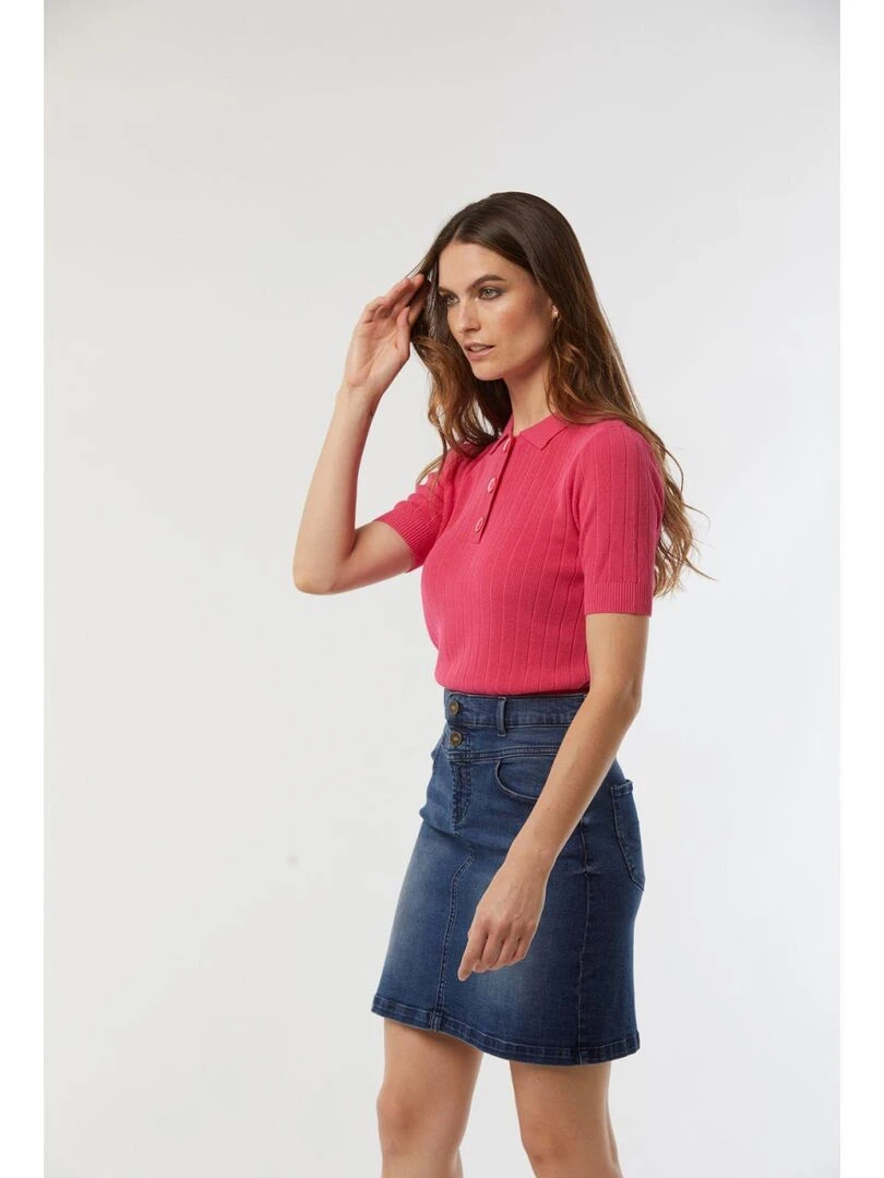 Lee Cooper   Polo manches courtes viscose slim CAISSY   Rose fushia