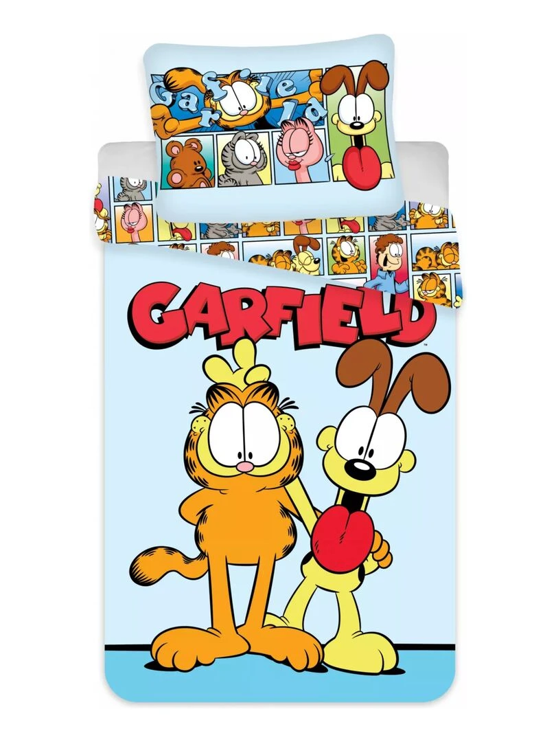 Parure de Lit Bébé Coton Garfield Bleu