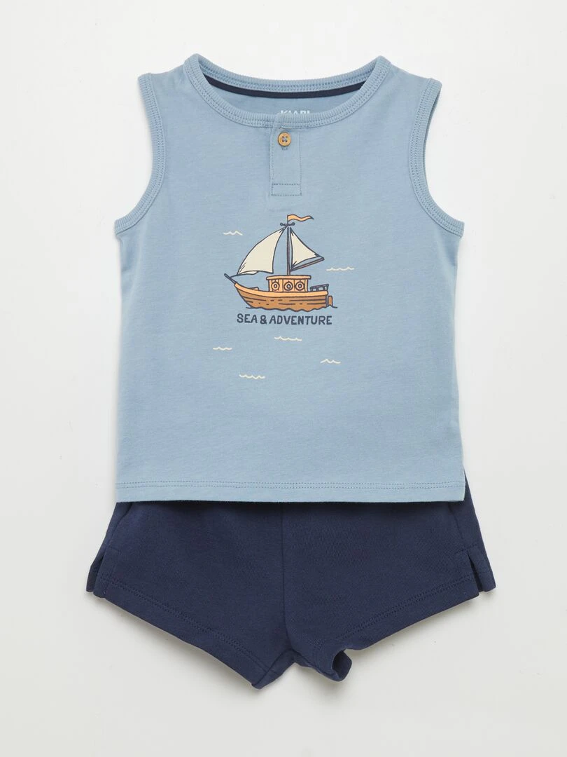 Ensemble débardeur + short 2 pièces Bleu