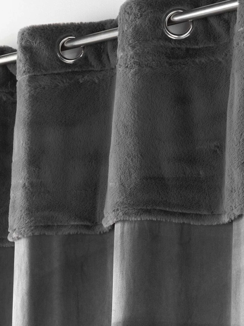 Rideau à œillets imitation fourrure Gris