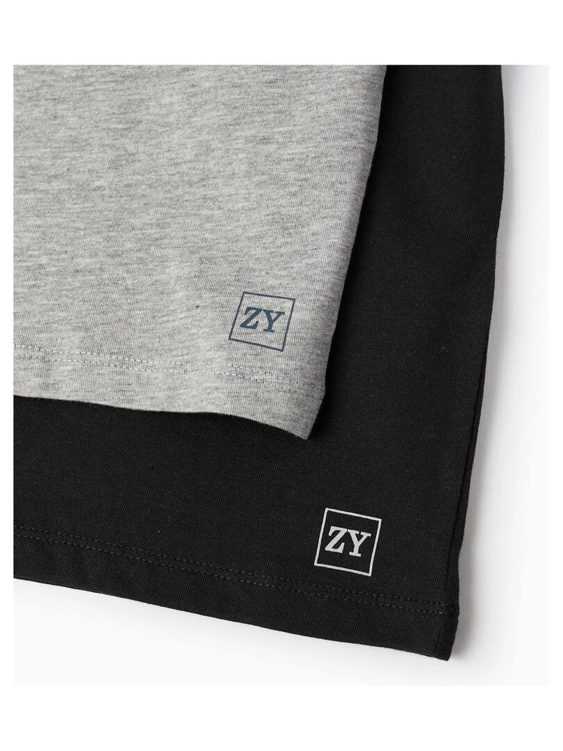 Pack 2 T shirts à manches courtes pour garçon manches courtes   Noir