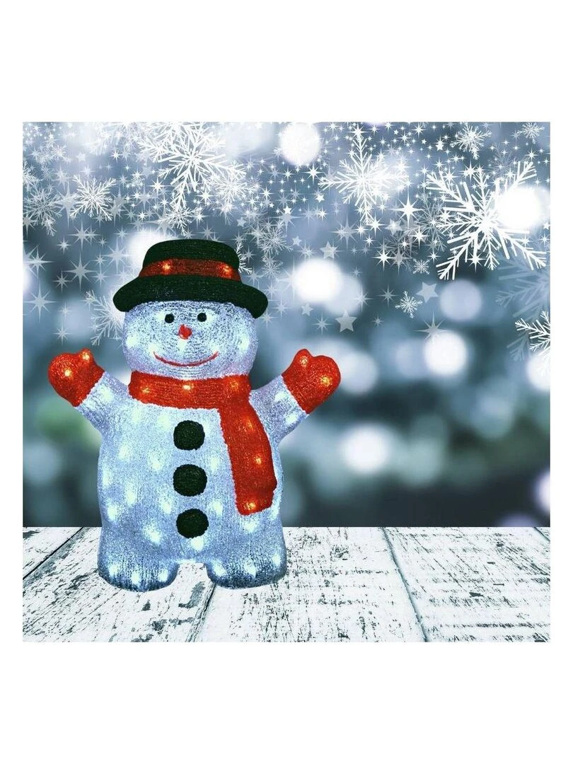Bonhomme de neige noël lumineux 80 leds H63 secteur Rouge