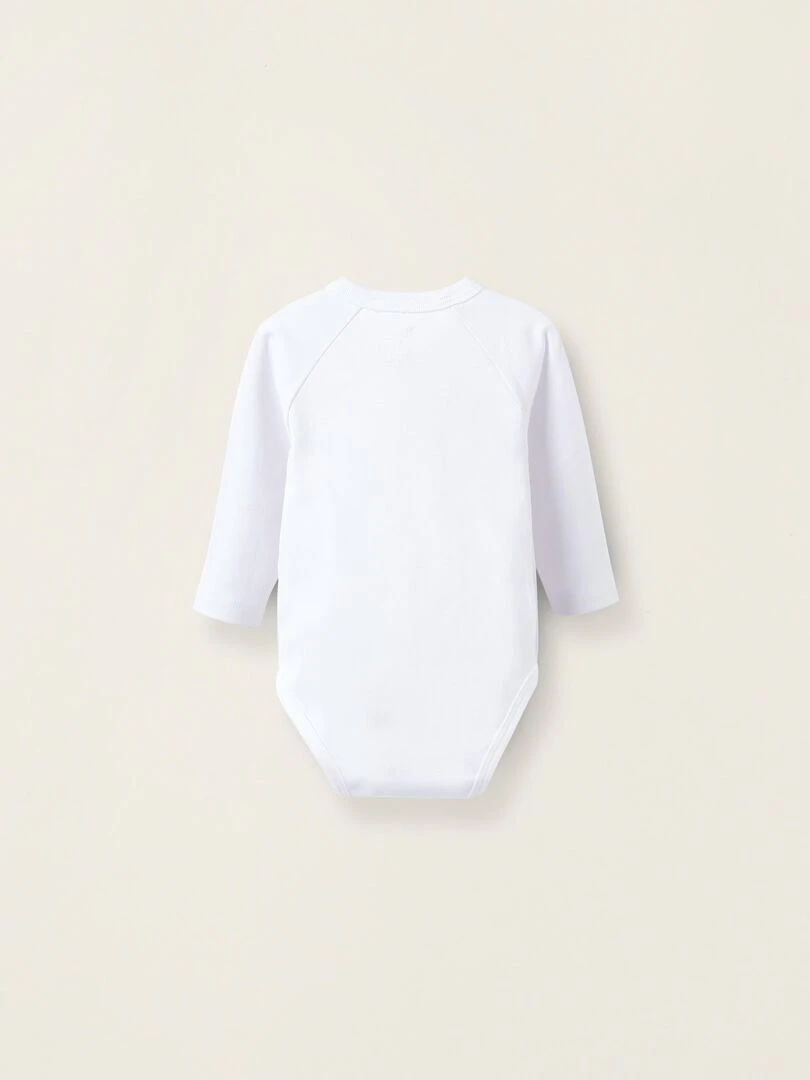 Pack 4 Bodies en Coton Cardé pour Nouveau Né et Bébé manches longues ESSENTIALS LINE Blanc