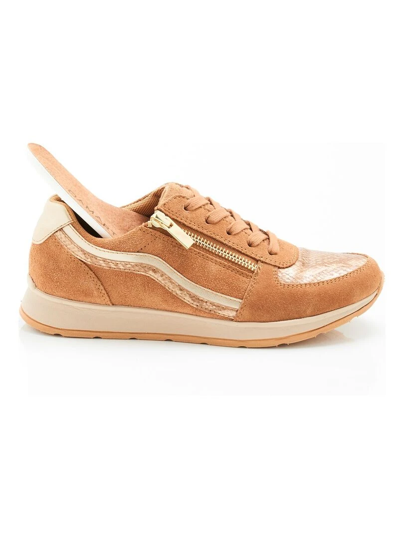 Tennis empiècements fantaisie animaliers  lacets Amortyl   Damart   Camel
