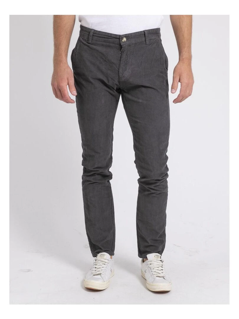 Pantalon chino pur coton velours côtelé VARENNES Gris foncé