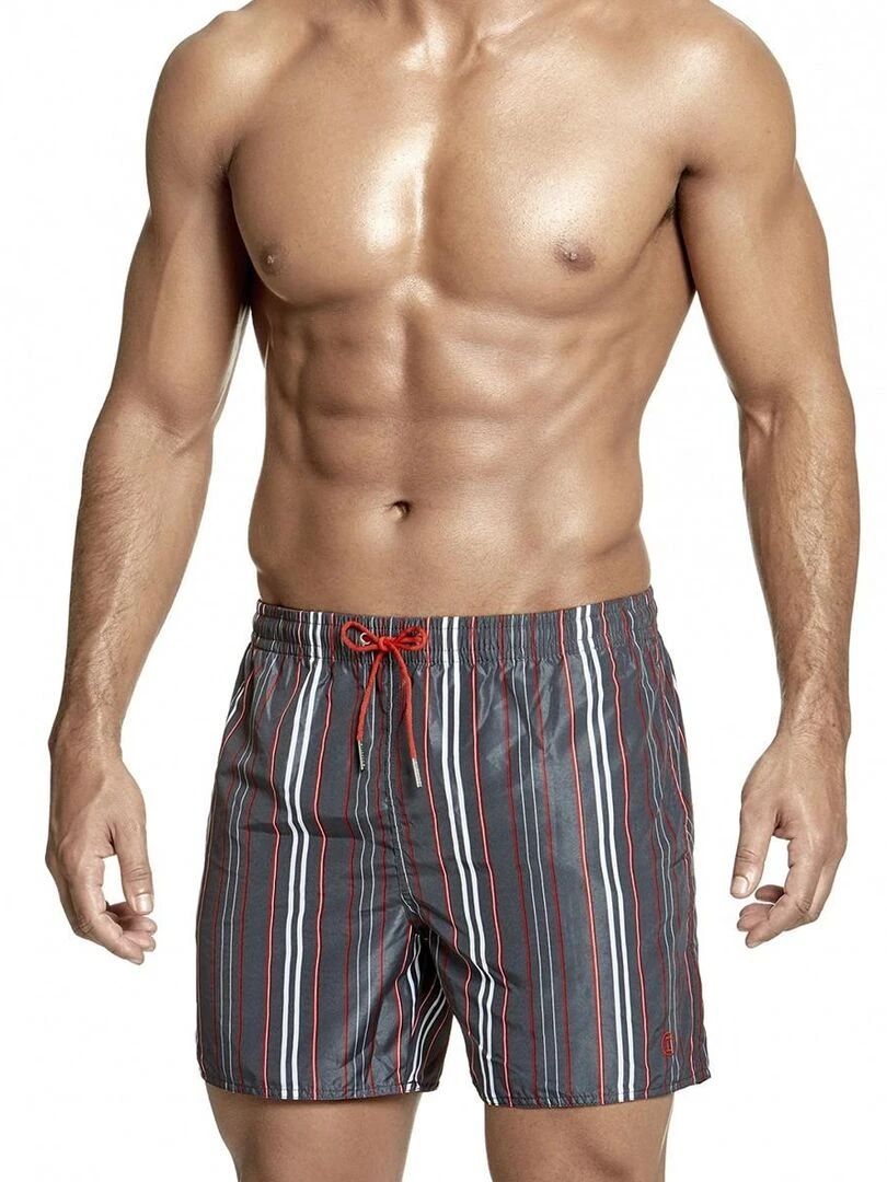 Maillot de bain short à rayures Mombasa Gris