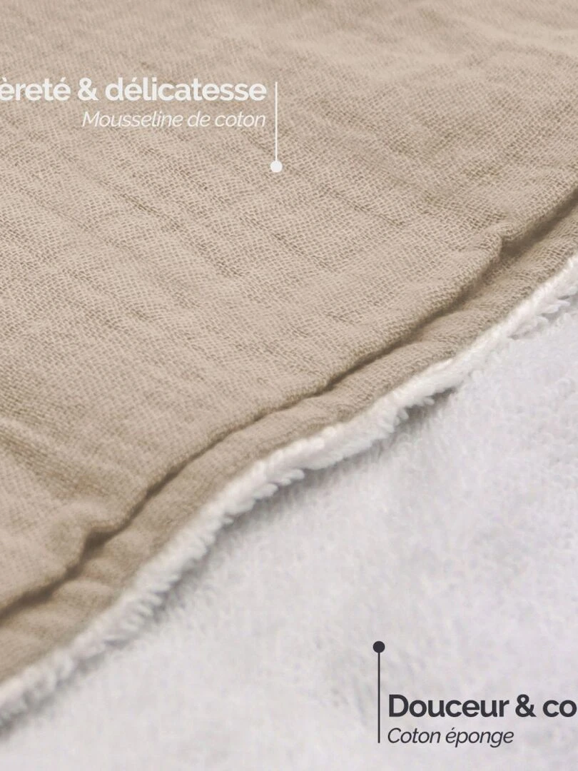 Cape  sortie de bain intérieur 100 % coton   Lapin   Monsieur Bébé   Beige