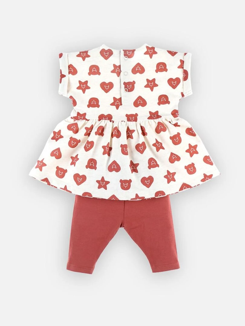 Set robe + legging  écru/rouge   Noukie's   Rouge