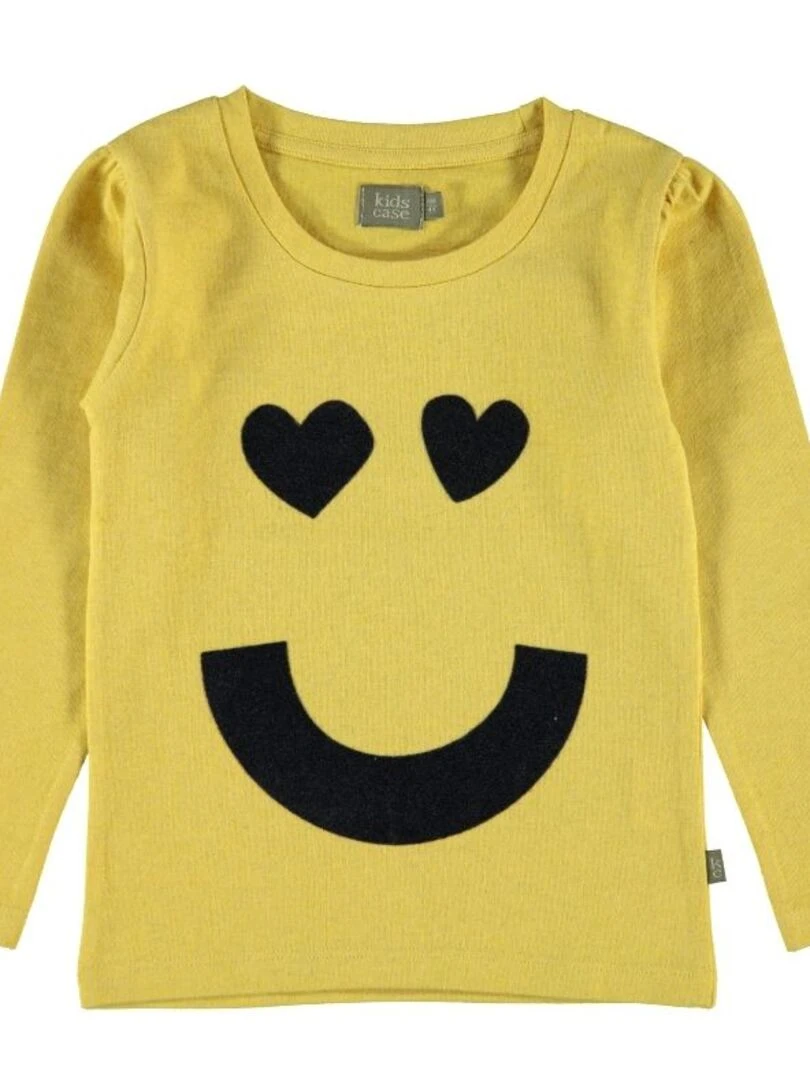T Shirt Fille "Happy" Bio Jaune Jaune