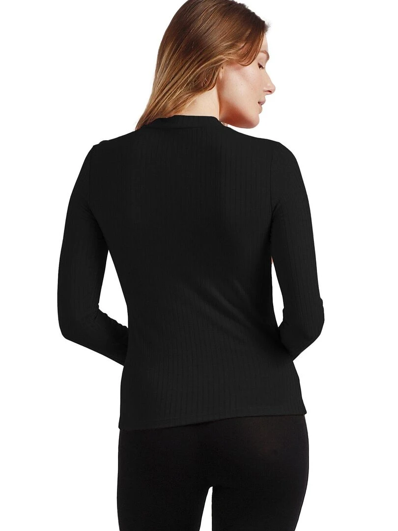 Top manches longues col montant Perkins   Noir