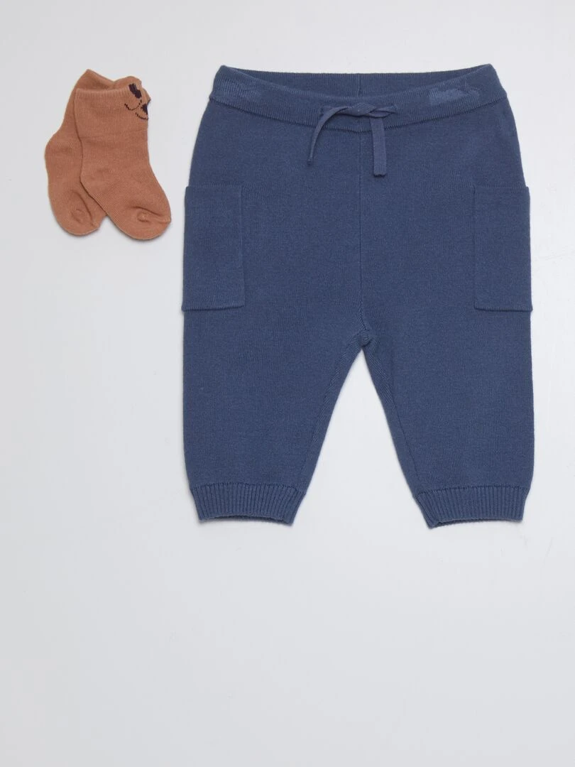 Pantalon de jogging avec poches plaquées + chaussettes Bleu