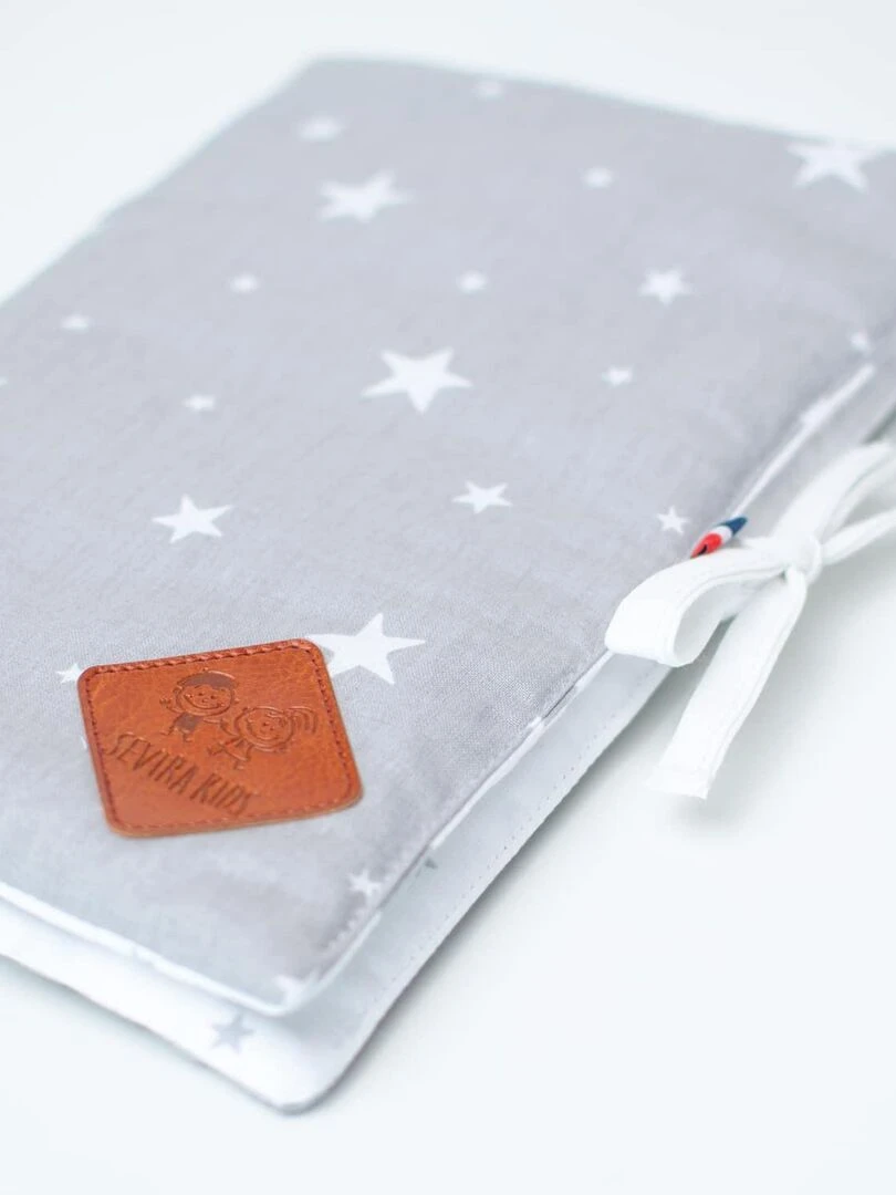 Protège carnet de santé bébé en coton Stella Gris