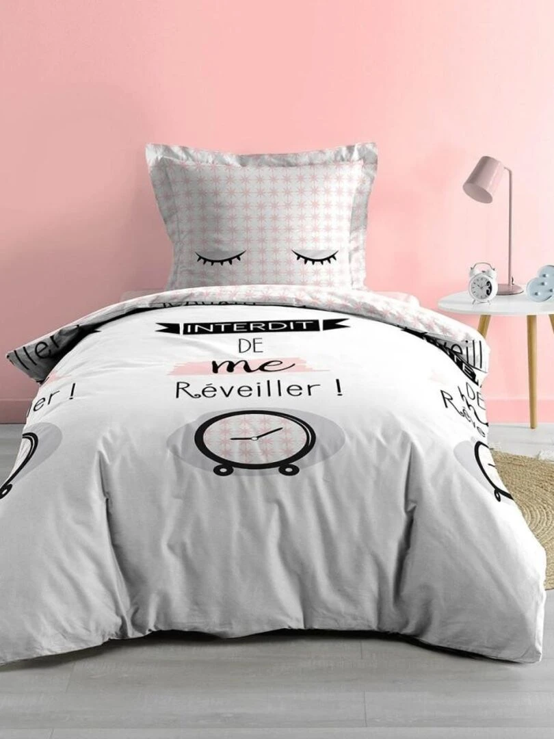 Housse de couette 140x200 + taie Dring coton 42 fils Blanc