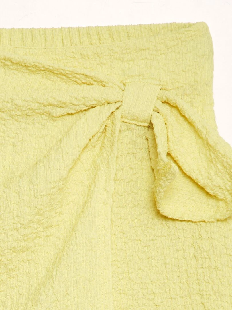Jupe short en maille gaufrée   jaune