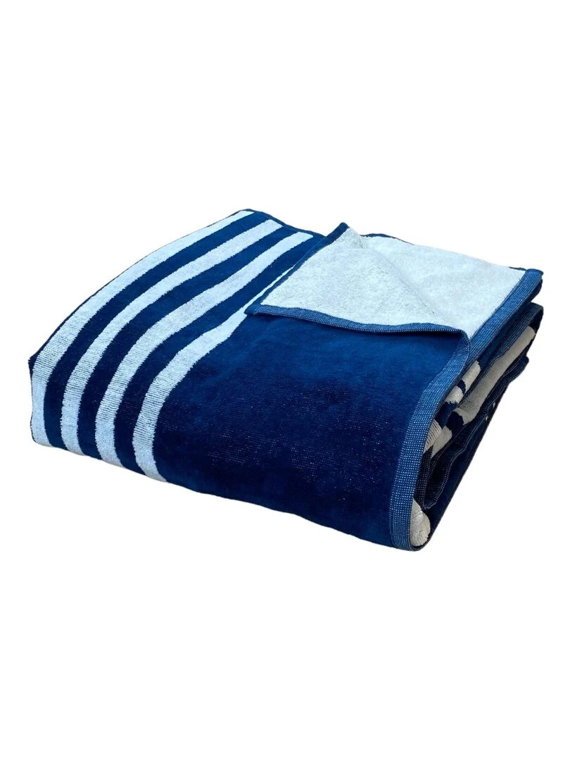 Serviette de plage éponge velours Jacquard Baltimore 140x180 400g/m²   Bleu marine