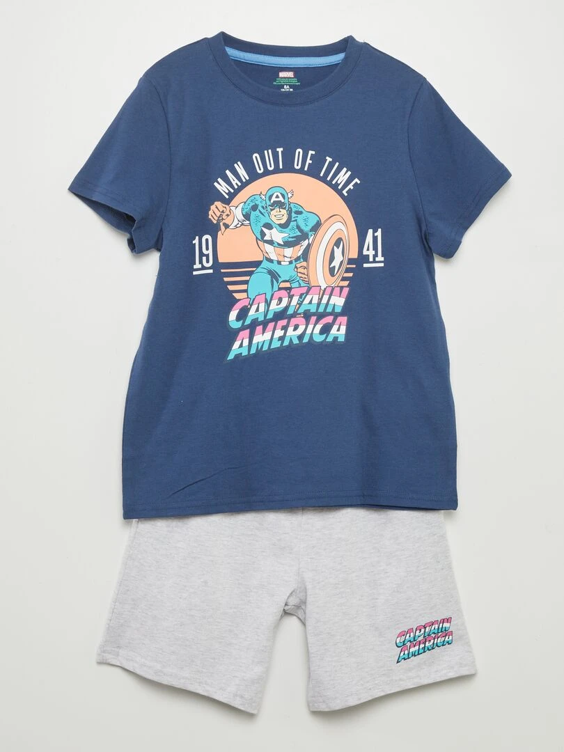 Pyjama court 'Captain America' 'Marvel' Bleu