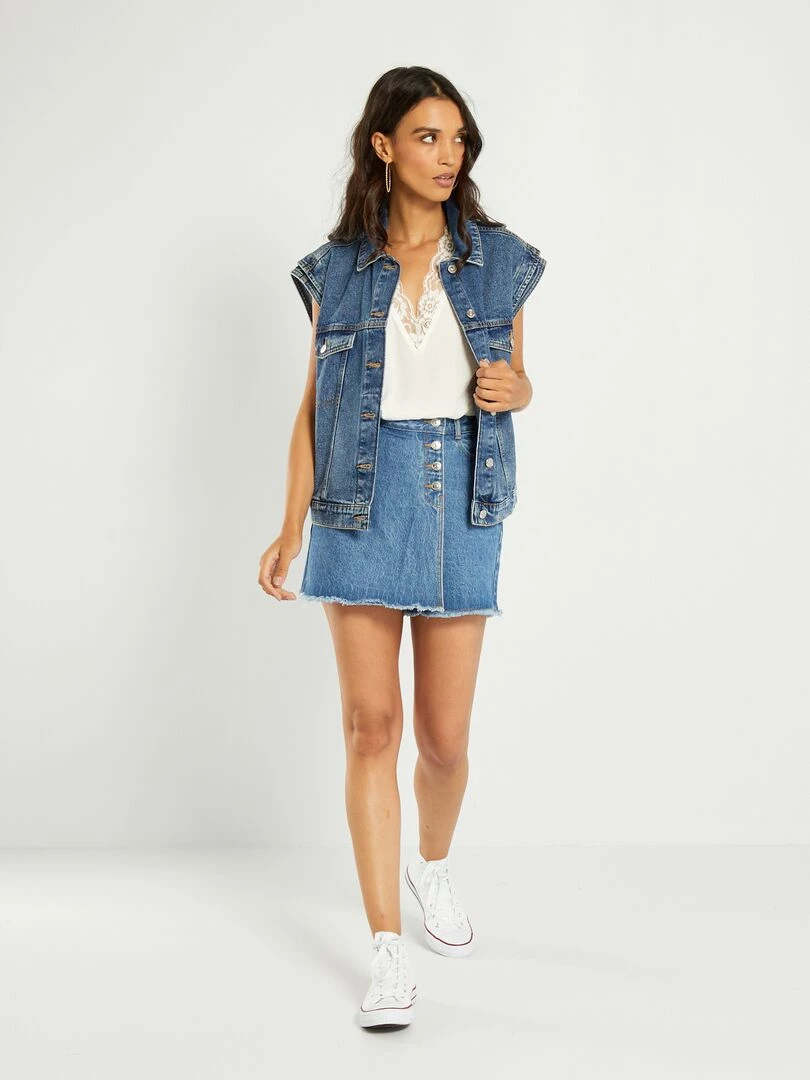 Blouse satinée avec dentelle   blanc