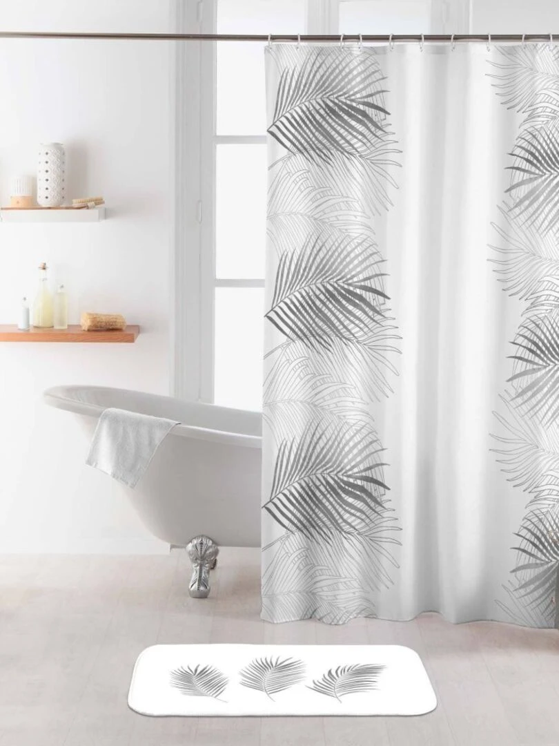 Rideau de douche polyester 180x200 Orbella blanc argent Blanc