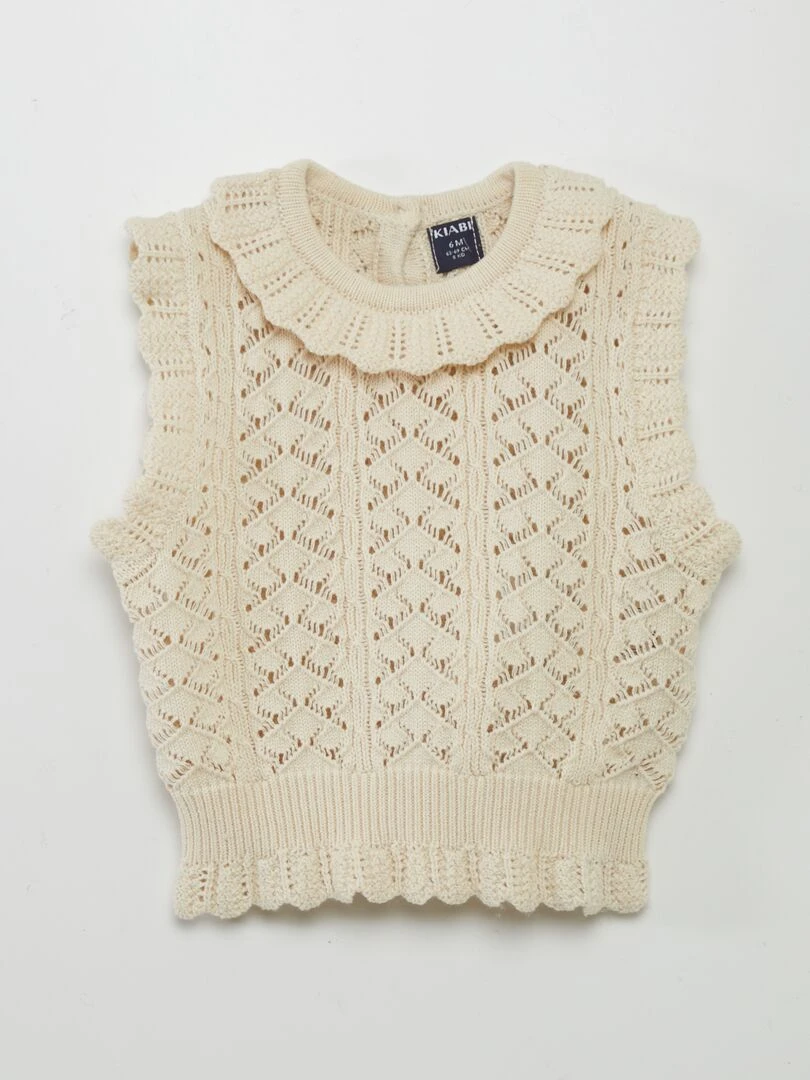 Pull sans manches en tricot Blanc