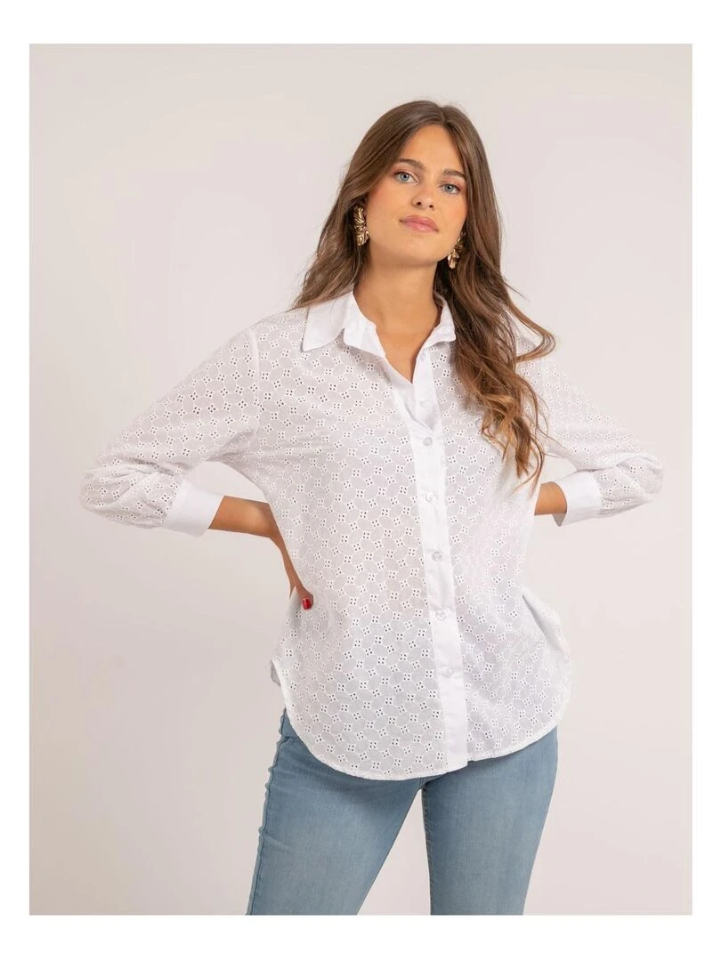 Chemise broderies anglaises ORIETTI Blanc