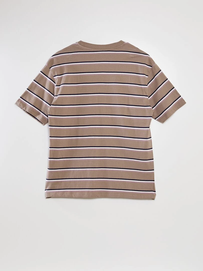 T shirt large à rayures Beige