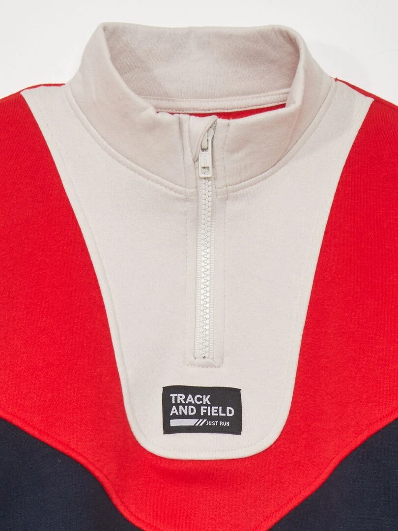Sweat colorblock en col camionneur Rouge/bleu marine