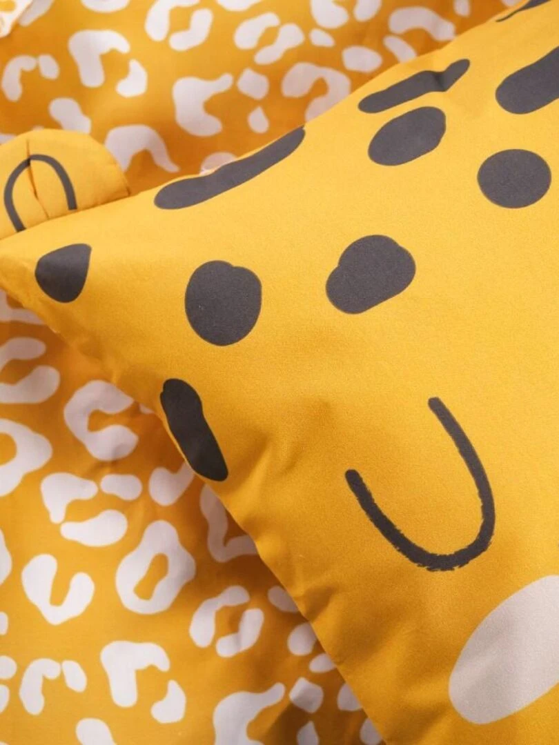 Housse de couette 140x200 Funny 2.7 + 1 taie 100% coton 57 fils Jaune