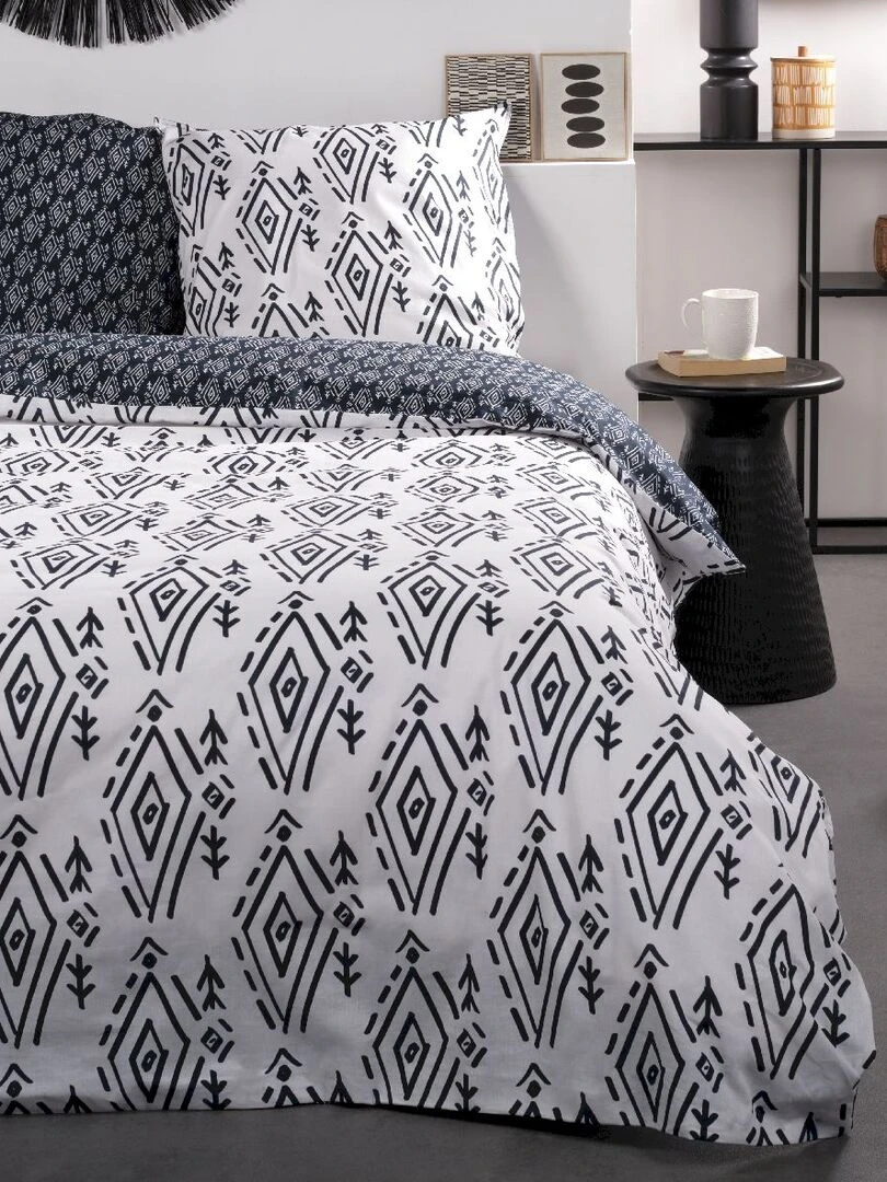 Housse de couette 240x260 Sunshine Tribart + 2 taies 100% coton 57 fils Blanc