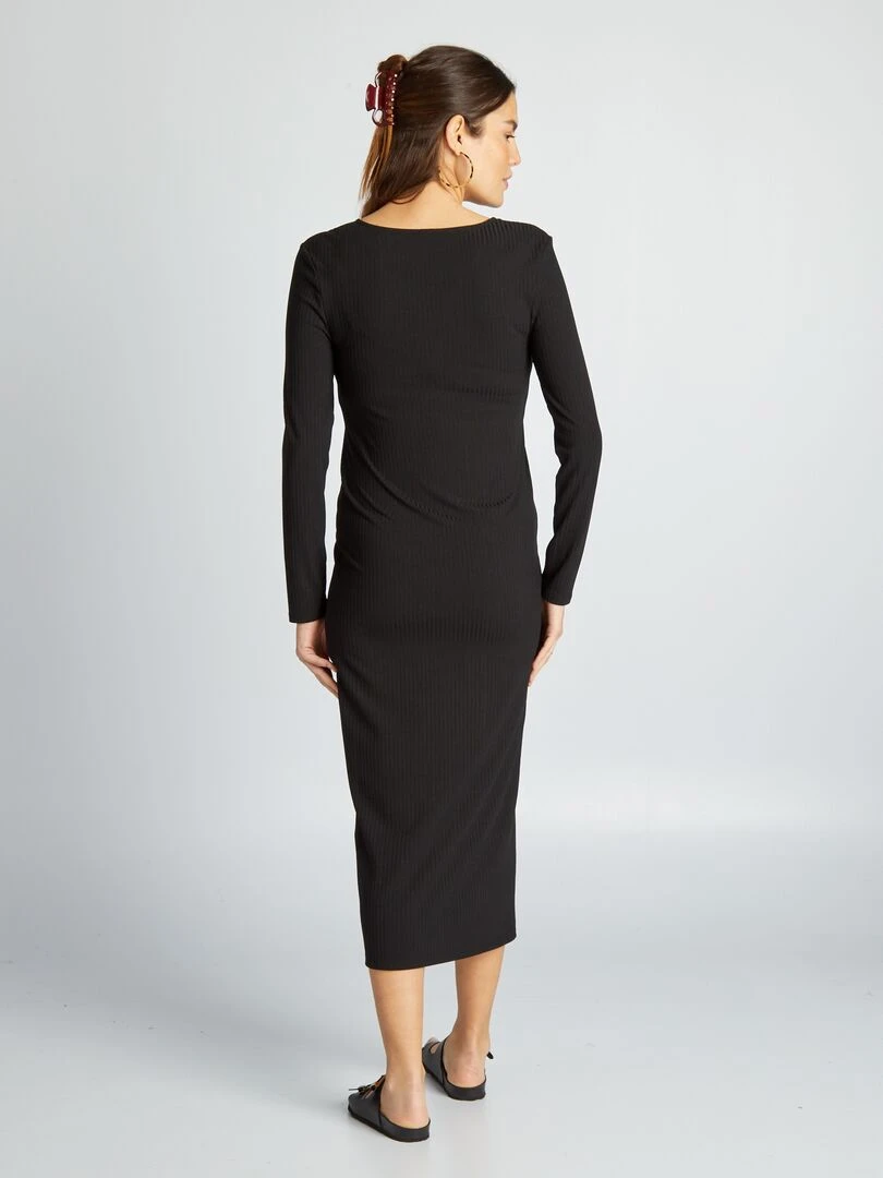 Robe grossesse maille côtelée   noir