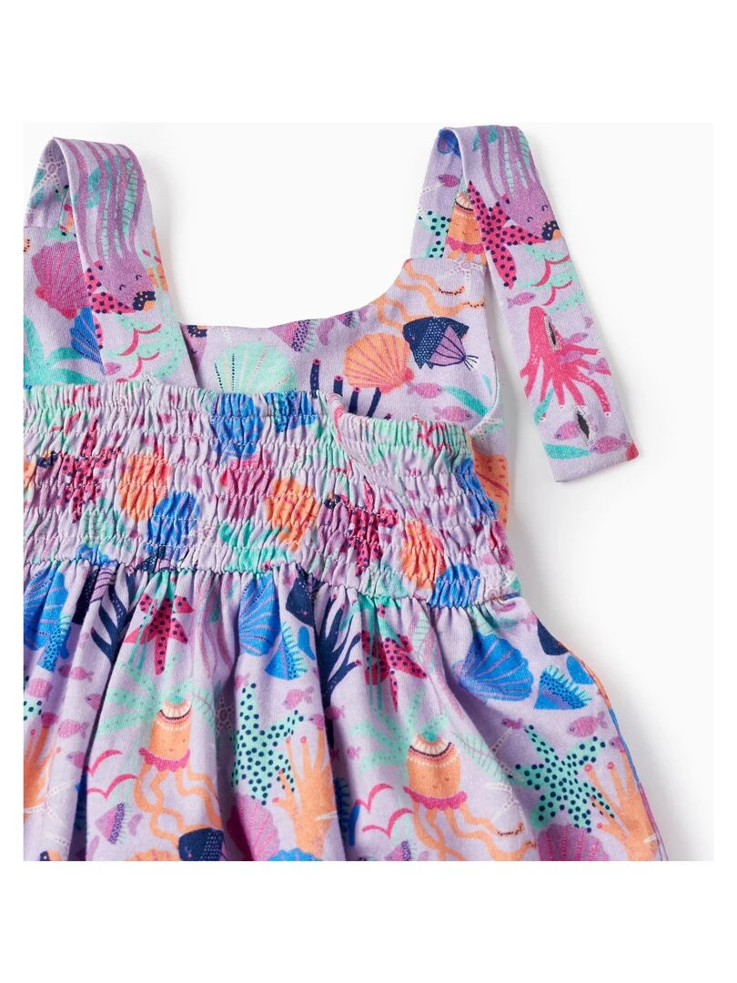 Robe Imprimée + Bandeau pour Bébé Fille 'Marin' manches courtes EXPLORING AUSTRALIA   Mauve