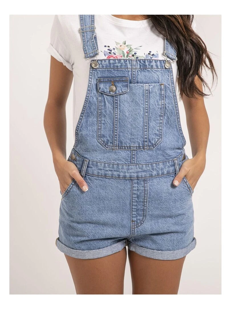Salopette short en denim XORTA   Bleu