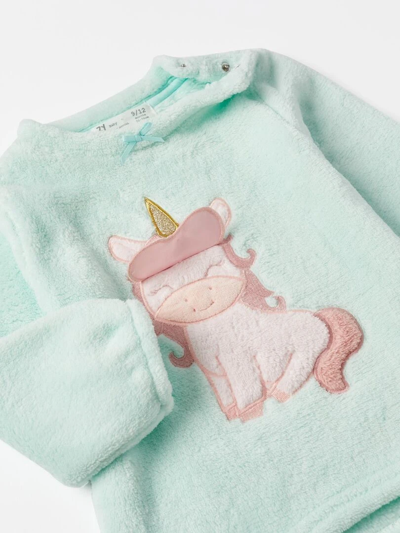 Pyjama en peluche pour bébé fille 'Licorne'   DISCOVER PERU   Bleu clair