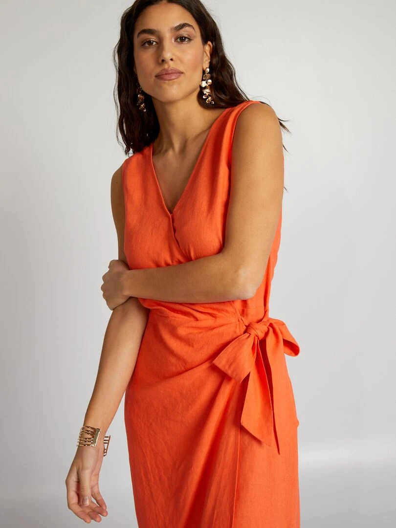 Robe midi sans manches   Orange