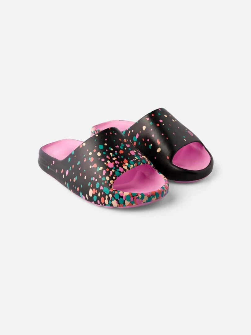 Claquettes Semelles Épaisses Dedoles Gouttes Colorées   Noir Rose