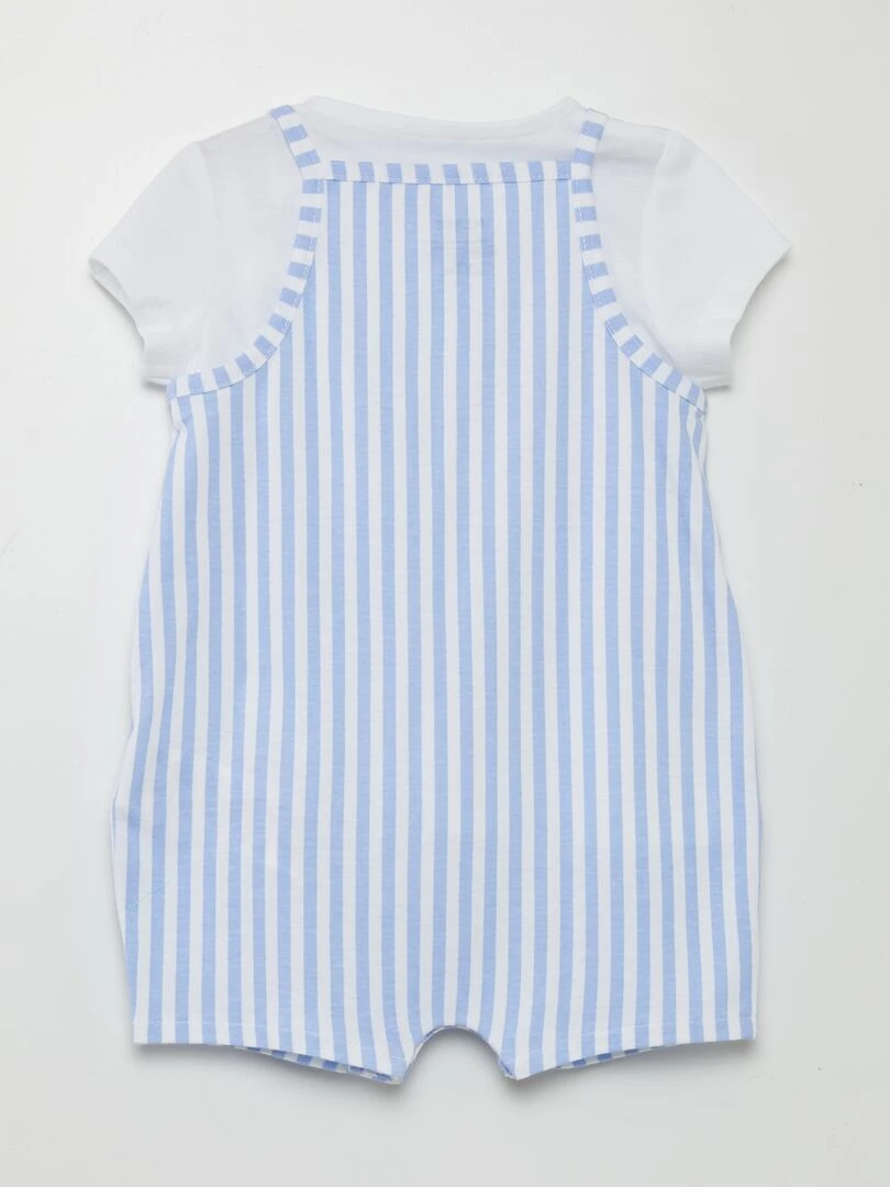 Ensemble combishort + t shirt 2 pièces Bleu rayé