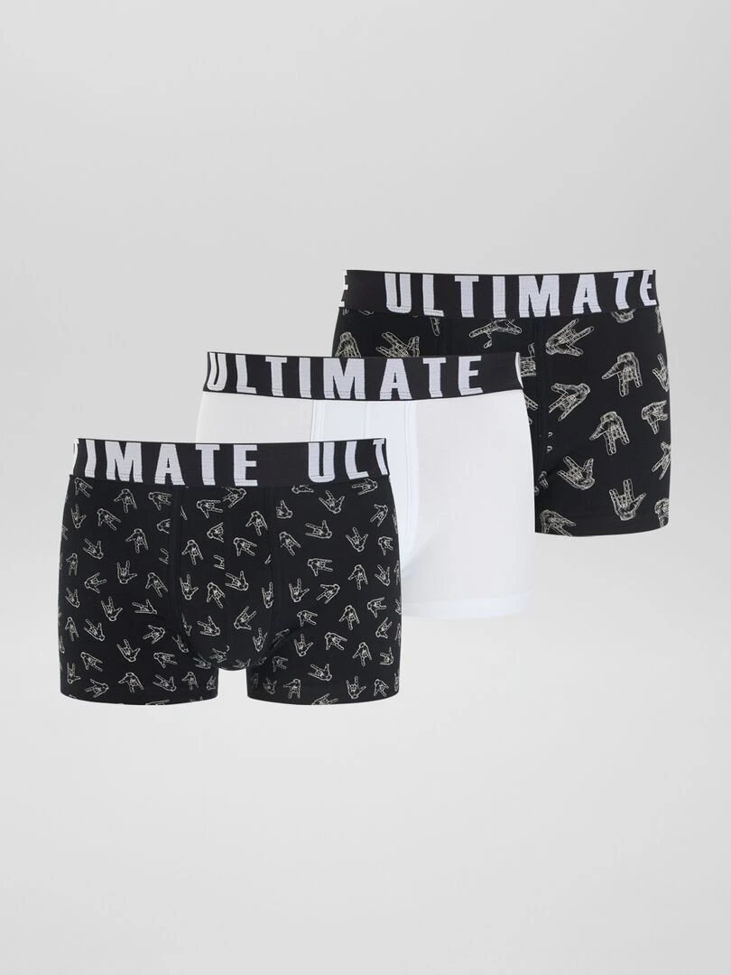 Lot de 3 boxers fantaisie Noir/blanc