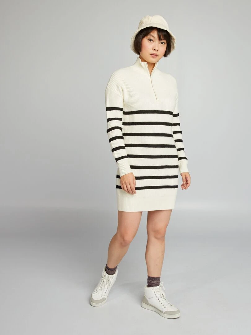 Robe pull col camionneur Blanc
