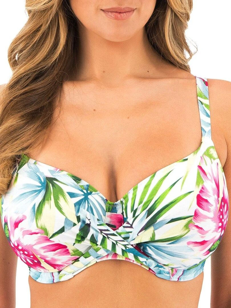 Haut de maillot imprimé tropical à armatures Langkawi Blanc