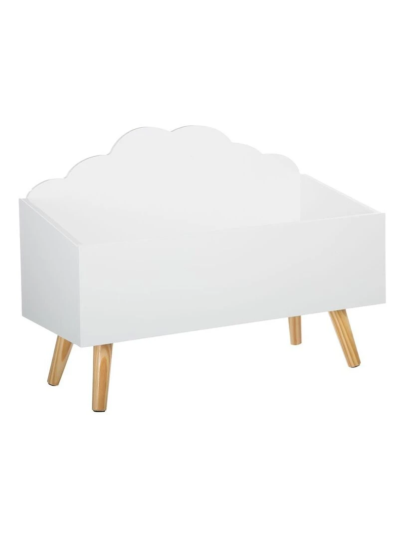 Coffre à jouets en bois pour enfant nuage blanc. Blanc