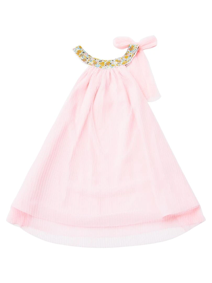 Robe Cérémonie Rose Fille  Col Fleuri Jaune  ALIZEE   La Faute à Voltaire   Jaune