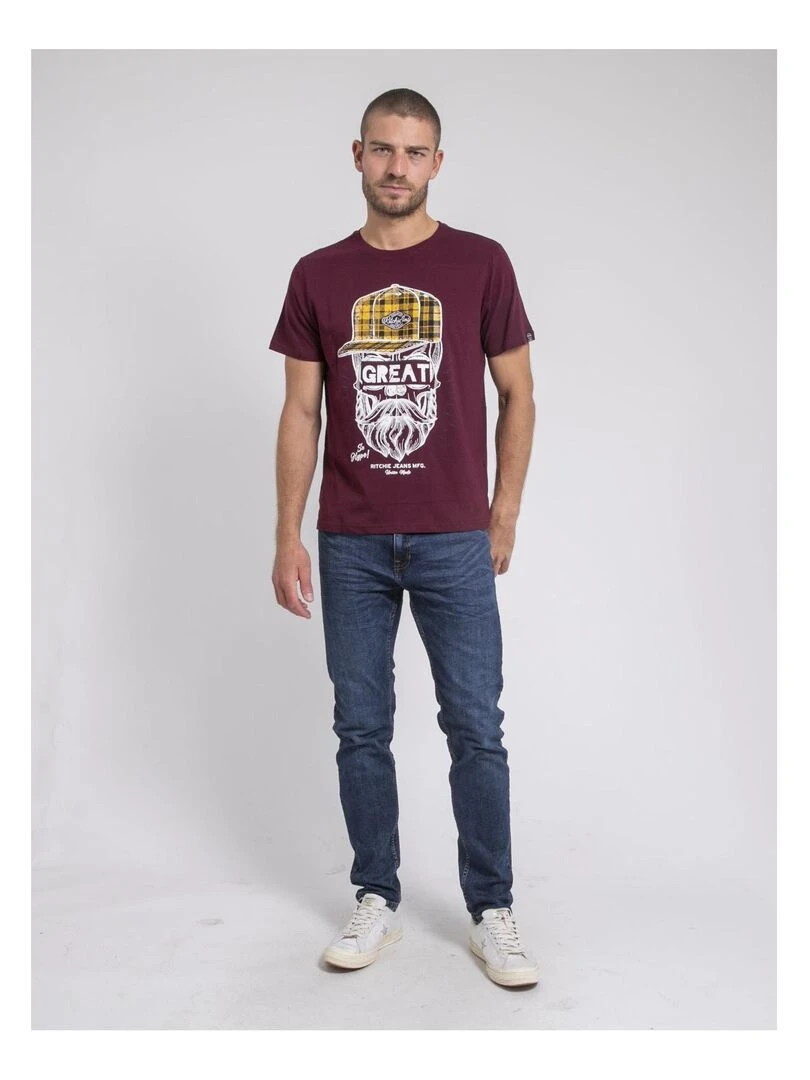 T shirt col rond pur coton JAMYTH   Violet